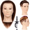 Stancia Mannequin Head, Male Mannequin Head with 100% Human Hair, 14" Barber Mannequin Head, Hairdresser Training Doll Manikin Head for Hair Styling and Practice (Dark Brown)