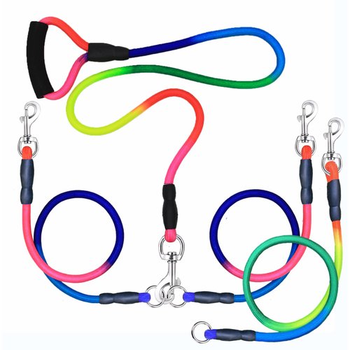 Heavy Duty 3 Dog Leash No Tangle, 3 in 1 Multiple Dog Leash, Double Dog Leash for 2 Dogs,3 Way Dog Leash with Soft Padded Handle, Detachable Triple Dog Leash Large Dog Leash for Walking and Training