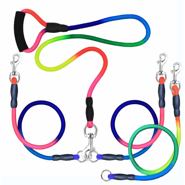 Heavy Duty 3 Dog Leash No Tangle, 3 in 1 Multiple Dog Leash, Double Dog Leash for 2 Dogs,3 Way Dog Leash with Soft Padded Handle, Detachable Triple Dog Leash Large Dog Leash for Walking and Training