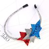 SeBneny Patriotic Sparkle Headbands Independence Day Hair Hoop Blue Red Silver Star Memorial Day Hair Band Glitter Design HeadWear for Head Boppers Party Supplies 1PCS