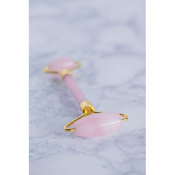 Papillon Organic Natural Rose Quartz Facial Roller Tool - Reduces Wrinkles and Puffiness - Facial Massager