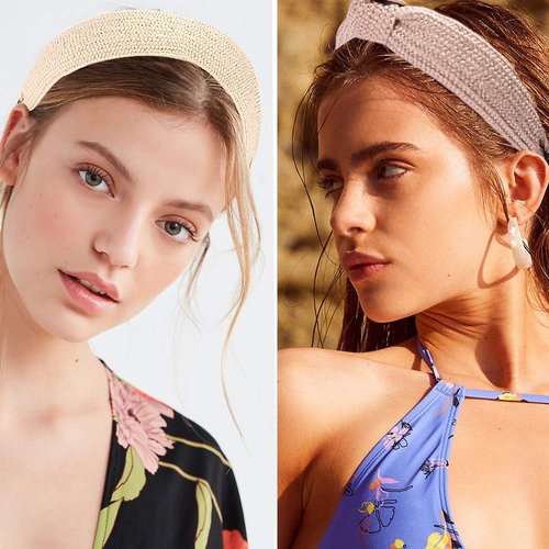 Ivyu Headbands Women Hair Head Bands Knotted Turban Cute Headbands Straw Boho Twist Hair bands for Women’s hair Wide Thick Top Knot Hairbands For Girls Beauty Product Beech Accessories