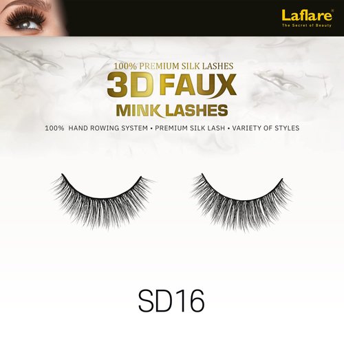 Laflare Silk Lashes 3D FAUX MINK Eyelashes, Light, Reusable, Handmade, Natural Looking, Professional Easy to Apply Eyelashes in a Knitted Style2-3 PACKS BUNDLE SPECIAL (3, SD16)