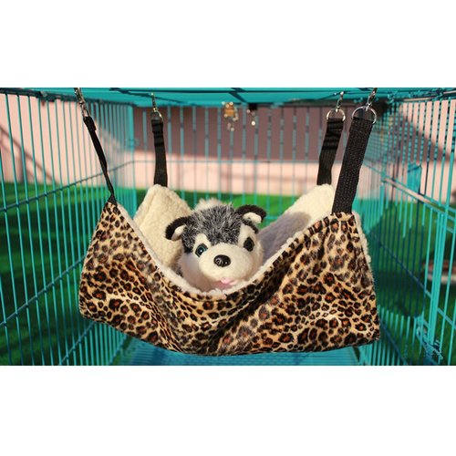 WZYuan Pet Cage Hammock, Polyester Leopard Print Design Small Pet Animal Small Dog Puppy Cat Kitty Kitten Ferret Hanging Hammock Bed Sleepy Pad Comforter (Leopard Print Design)
