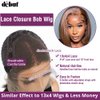 DÉBUT Chocolate Brown Lace Front Wigs 4x4 HD Lace Closure Wigs Human Hair Short Bob Wigs for Women Pre Plucked 13inch Lace Front Natural Hairline with Baby Hair 8 Inches