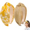 BEGOOD Headband for Women Womens Fashion Headband Wide Headbands Top Knot Hairband Designer Headbands Turban Hair Accessories for Girls 2Pcs Yellow Tropical and Raffia