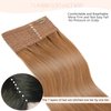 Loxxy Remy Human Hair Extensions Straight Fish Line Hair Silky 16 Inch Auburn Brown Transparent Layered Wire Hair Extensions Real Human Hair Removable 90g