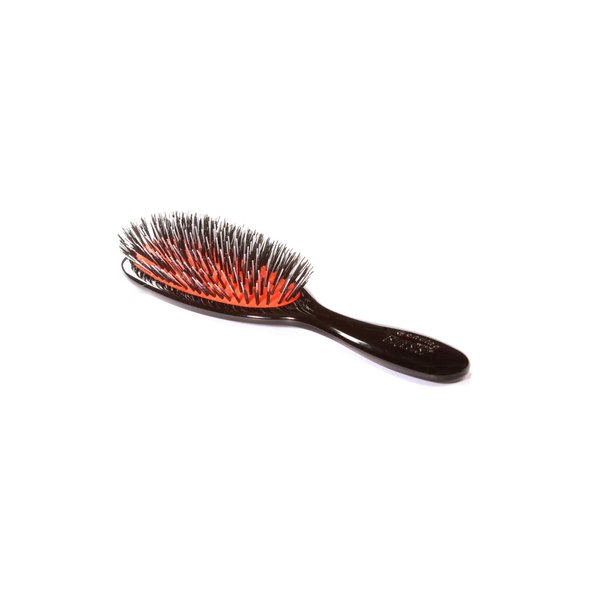 Elite Series | Shine & Condition Pet Brush | Ultra-Premium Natural Bristle & Nylon Pin | High Polish Acrylic Handle | Junior Oval | Black Finish | Model EJR