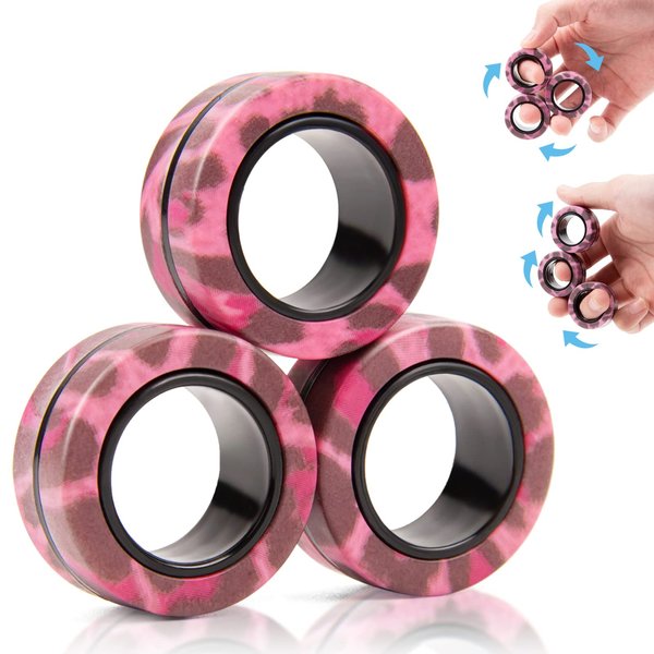 3PCS Magnetic Rings Fidget Toy Set,Adult Fidget Magnets Spinner Rings for Anxiety Relief Therapy, Stocking Stuffers for Adults Men Teens | Gift for Boys Girls Kids
