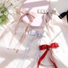 VOBOBE 2PCS Hair Bows for Women Girls, Tassel Ribbon Bowknot Hair Clips Barrettes for Girl with Small Long Tail Solid Satin Hair Accessories (Red-Glitter)