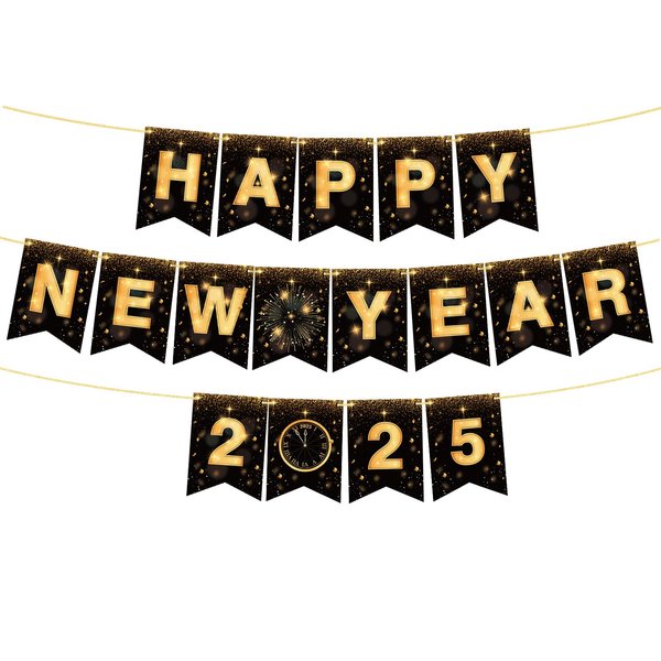 YQUQWN Happy New Year Banner 2025 No DIY New Years Eve Party Supplies 2025 Happy New Year 2025 Sign for New Years Decorations New Years Backdrop New Years Eve Decorations Happy New Year Decorations
