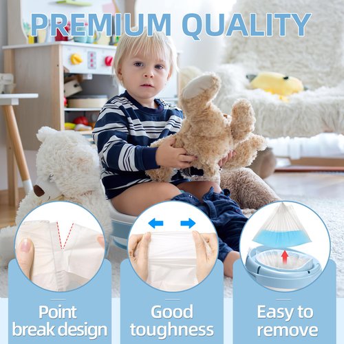 MCGMITT Portable Potty Bags, 50 Count Potty Chair Liners for Travel Potty Seat, Universal Size Travel Potty Bags for Potty Training Toilet, Potty Liners for Toddlers Pets Outdoors