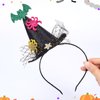 Witch Hat Headband Spider Hairband for Women Girls Halloween Hair Accessories Black Glitter Witch Hat Design Halloween Hair Band Head Wear Gifts