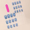 24Pcs Light Blue Press on Nails Cat Eye Fake Nails Medium Square Fake Nails with Glitter & Gradient Design Full Cover Stick on Nails for Women and Girls Glossy Acrylic Nails Jelly Press on Nails