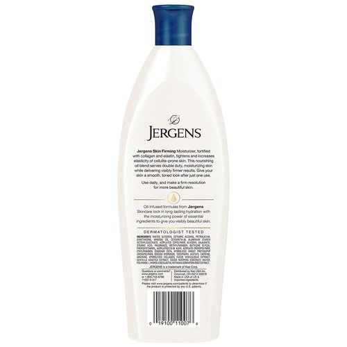 Jergens Skin Firming Body Lotion, Dry Skin Moisturizer with Collagen and Elastin, Deep Moisture, Dermatologist Tested, White 8 Ounces (Pk of 2)