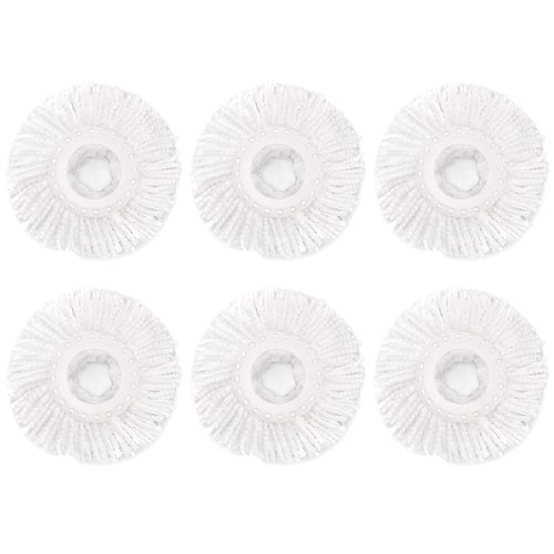 6 Pack Spin Mop Replacement Head for Hurrica, Mopnad, Cassabel and Other 360 Spin Mop Systems, Microfiber Spin Mop Refills (6pc-White)