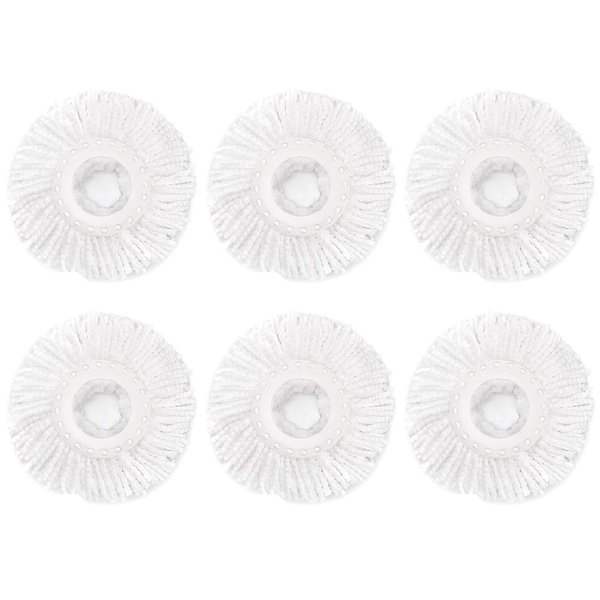 6 Pack Spin Mop Replacement Head for Hurrica, Mopnad, Cassabel and Other 360 Spin Mop Systems, Microfiber Spin Mop Refills (6pc-White)