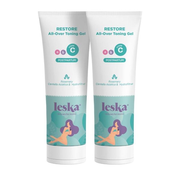 Leska Maternity Stage C Set 2-Pack Bundle | RESTORE All-Over Toning Gel l (Postpartum) | Part of a Complete 3 Part Pregnancy Skin Care System (Set of 2, 4oz each)