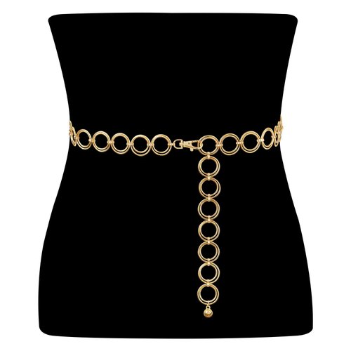 O Ring Metal Waist Chain Belt Women Girls Adjustable Body Link Belts Fashion for Jeans Dresses Gold XL