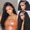 UVVUVV 13x6 Deep Wave Lace Front Wigs Human Hair 180% Density Deep Curly Lace Frontal Wigs Human Hair Glueless HD Lace Front Wigs Human Hair Pre Plucked with Baby Hair for Women 24Inch