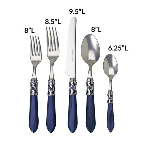Vietri Aladdin Brilliant Blue 5-Piece Place Setting, 18/10 Stainless Steel Forks Spoons & Knives Set