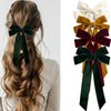 Jseng 4PCS Velvet Hair Bow for Women, Velvet Bow Hair Clips, Beige Khaki Burgundy Black Ribbon Bows for Hair Metal Clips