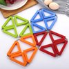 Set of 5 Silicone Trivet Mat Expandable Hot Pot Holder with Stainless Steel Frame for Home Kitchen Heat Resistant Insulated Hot Pads Coasters Table Dish Mat Tableware Placemat for Hot Pans Bowls