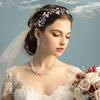 Oriamour Bridal Headpiece Wedding Crystal Headband With Leaves and Freshwater Pearl Hair Accessories For Bride Flower Girl (Silver)