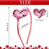 HOXIEYA Valentine's Day Headband Glitter Heart Headband Sparkling Pink Heart Hairband for Valentine's Day Hair Accessories for Women Girls Party Supplies Gift