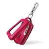 Car Key Fob Case, Double Zipper Genuine Leather Protection Key, Universal Premium Car Key Fob Case, Metal Hook and Keyring with Transparent Window for Men Women (Rose red)