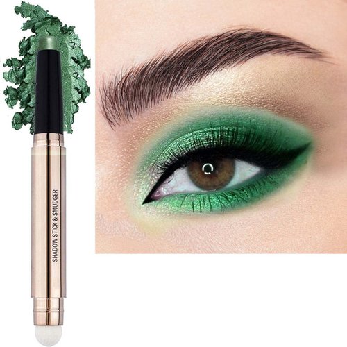 LGSZGDCN Neon green Eyeshadow Pen and Sponge Makeup Brush Smooth Cream Shimmer Pencil Long Lasting Waterproof Highlighter Makeup Hypoallergenic Eye Liner Multi-Dimensional eyes Look