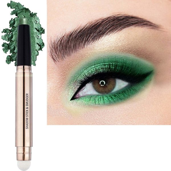LGSZGDCN Neon green Eyeshadow Pen and Sponge Makeup Brush Smooth Cream Shimmer Pencil Long Lasting Waterproof Highlighter Makeup Hypoallergenic Eye Liner Multi-Dimensional eyes Look