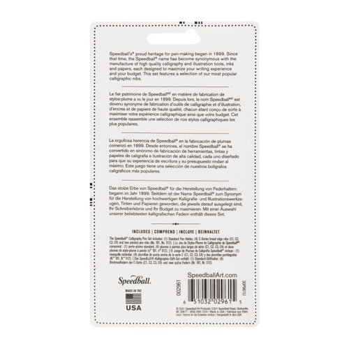 Speedball Calligraphy Pen Set - 1 Penholder w/ 4 Nibs, 2 Pen Tips