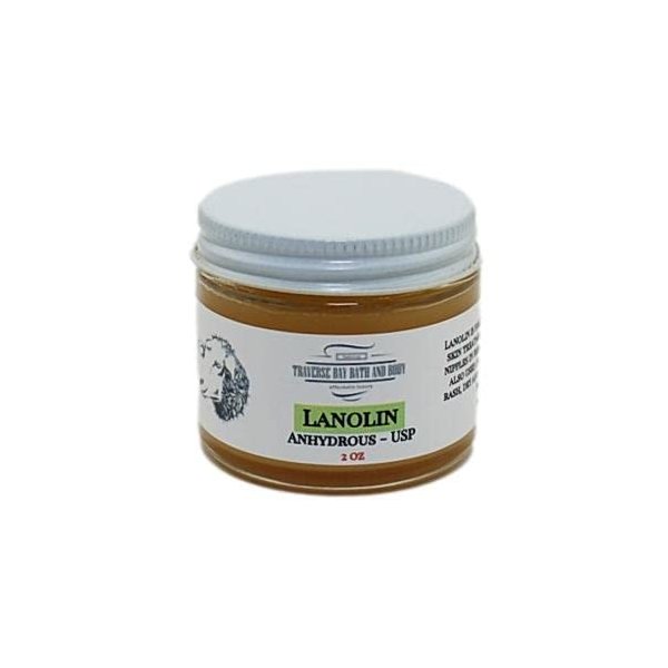 Lanolin - Anhydrous - USP, 2 oz, Glass Jar with Lid Soap making, lotion, creams, bath, beauty, 100% pure lanolin