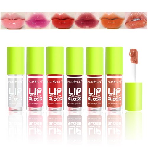 Loobexery 6 Colors Mini Fat Oil Lip Gloss Lip Oil Fat Oil Lip Drip Hydrating Lip Glow Oil, Moisturizing Lip Gloss Shiny Transparent Toot Tinted Plumping Lip Oil Nourishing Non-sticky