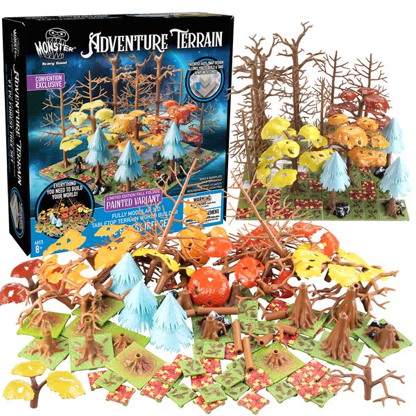 Monster Adventure Terrain 91Pc Fall Foliage Painted Forest Tree Set 3D Modular, Stackable Tabletop World Builder- Use Alone w/Other Sets-Compatible w DND Dungeons Dragons, Pathfinder, RPG, Xmas Gift