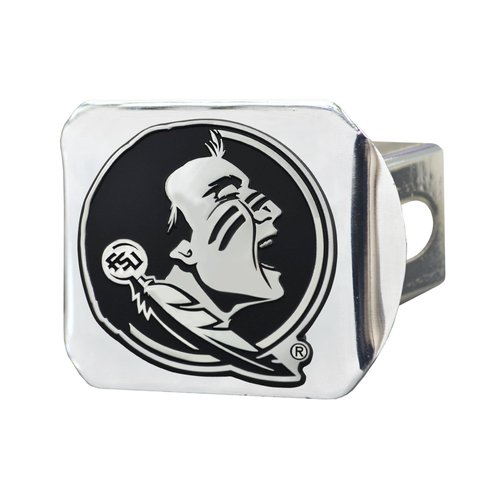 FANMATS 15085 Florida State Seminoles Chrome Metal Hitch Cover with Chrome Metal 3D Emblem