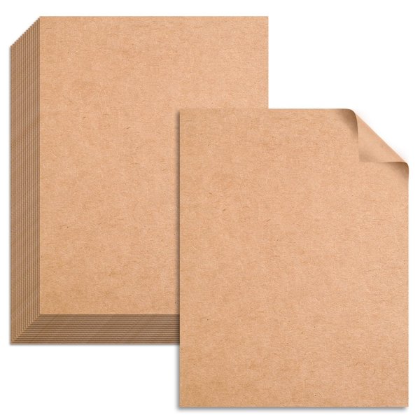 TEETOOKEA 60 Sheets Kraft Paper, 125gsm Brown Craft Paper, 8.5 x 11 Inches Printer Paper, Letter Size Kraft Stationary Paper for Party Invitations, Wedding, Drawing, DIY Projects, Arts and Crafts