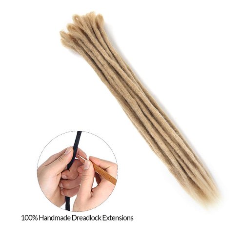 AOSOME 20 Inch Sand Color Dreadlock Extensions Crochet Locs Braids 20pcs All Handmade Synthetic Hair Extension