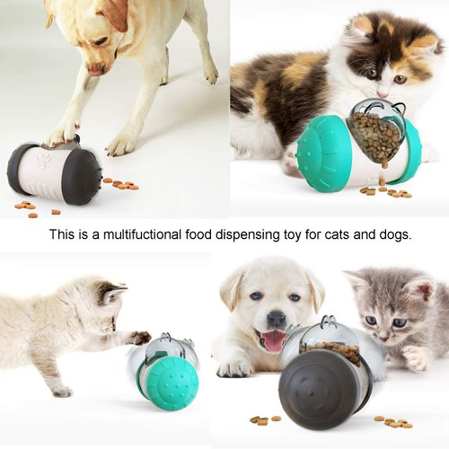 Guardians Treat Dispensing Dog Toy, Tumbler Dog Cat Food Dispenser Feeder Ball Toys, Interactive Chase Toys for Pets Increases IQ (Black)