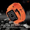 OROBAY Compatible with Apple Watch Band 45mm 44mm 42mm with Case, Shockproof Rugged Band Strap for iWatch SE2 SE Series 9/8/7/6/5/4/3/2/1 45mm 44mm 42mm with Bumper Case Cover Men Women, Orange