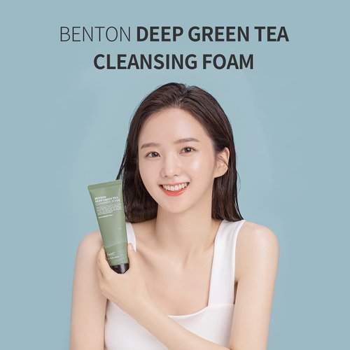 BENTON Deep Green Tea Cleansing Foam 120g (4.23 oz.) - Pore Tightening & Purifying Facial Foam Cleanser for Oily and Sensitive Skin, Smooth Finish without Irritation
