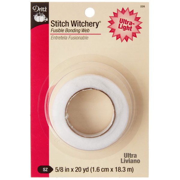 Dritz Stitch Witchery, Ultra Light Weight fusible bonding Web, 5/8-Inch X 20-Yards, White