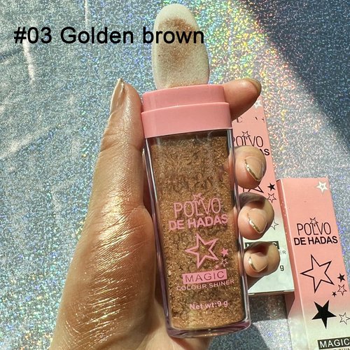 MAEPEOR Shimmer Highlighter Powder Stick 6 Colors Not-sticky Brighten Highlighter Powder Stick Natural Sparkle Highlighter Makeup Cosmetic for Lip Face Body Makeup (03 Golden Brown)
