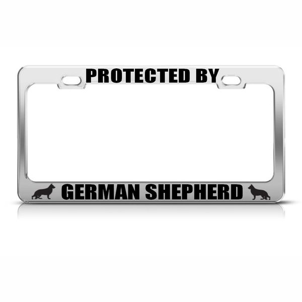 German Shepherd Dog Pets Metal License Plate Frame Tag Holder Auto Chrome