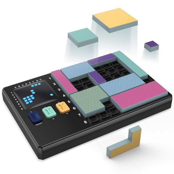UKEXE Blocks Pattern Matching Puzzle Games, Original Challenges Brain Teaser Toys for Kids & Teens, IQ Montessori STEM Educational Game for Boys Girls, Travel Games for Road Trips (Black)