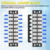 Joinfworld 8 Position Terminal Block 25A 600V Dual Row Screw Terminal Strip Dual Row with Cover and 8 Position Pre-Insulated Terminal Jumper Block - 4Sets