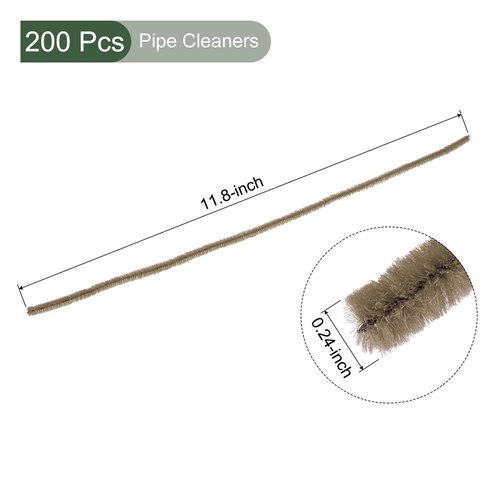 YOKIVE 200 Pcs Pipe Cleaners, Chenille Stems Decoration, Great for DIY Art Craft Supplies (6mm 12 Inch Light Brown)