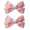 Beleki 2PCS Grosgrain Hair Bow Clips with Pearl 2.4" Handmade Pearl Hair Bows Clips Alligator Clips Hair Accessories for Girls Kids Toddlers, Pink