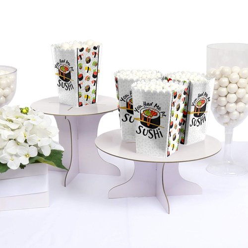 Let's Roll - Sushi - Japanese Party Favor Popcorn Treat Boxes - Set of 12